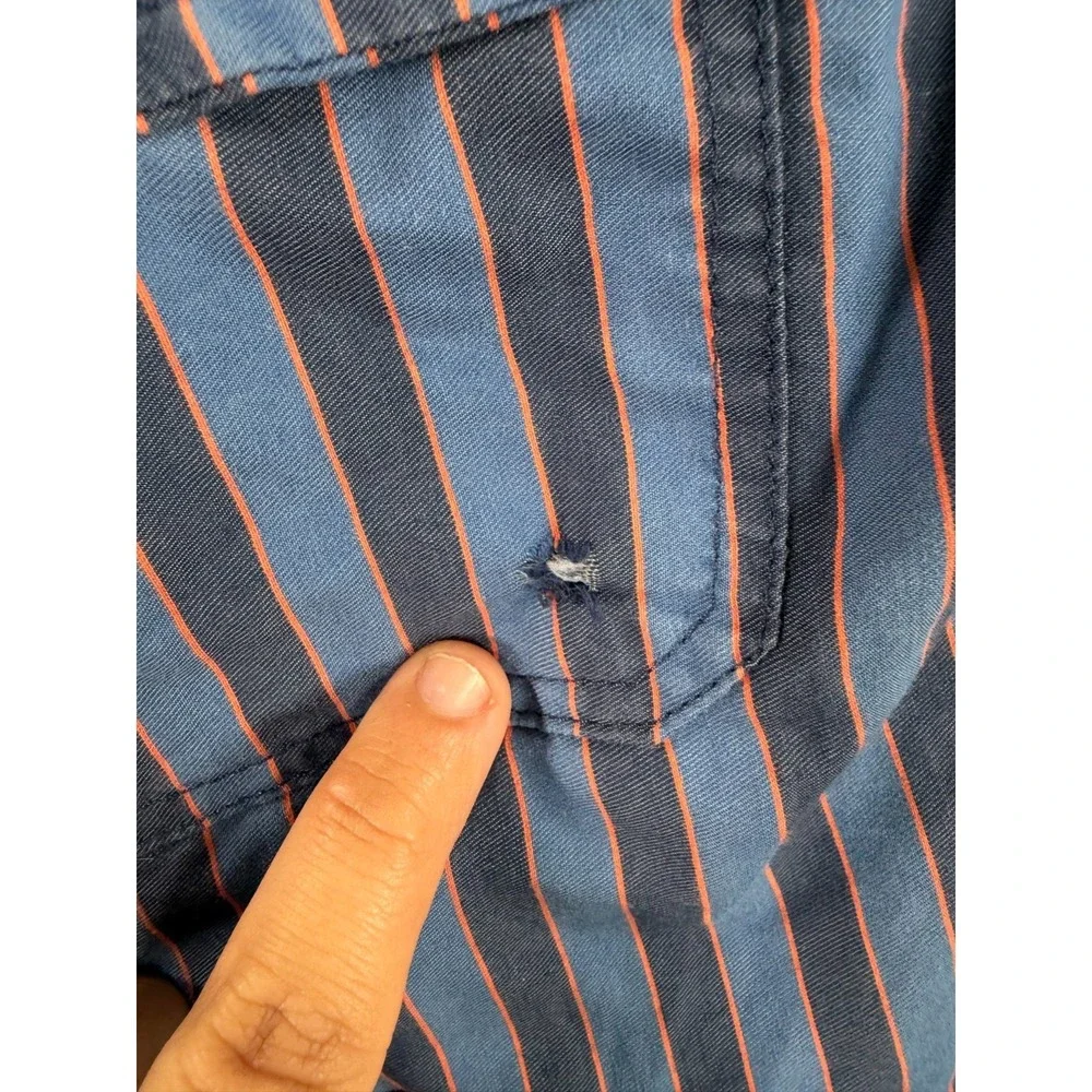 Solid & Striped Shorts Men 2XL Blue Orange Striped Drawstring Swim Trunks Pocket